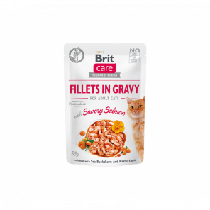 Brit Care Cat Fillets in Gravy Savory Salmon konservai katėms