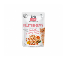 Brit Care Fillets in Gravy Turkey & Salmon konservai katėms 